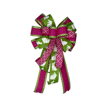 Load image into Gallery viewer, Easter Bunny Bow for Wreath, Pink and Green Bunny Bow
