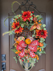Large Fall Pumpkin Tobacco Basket  Door Decor Harvest Basket