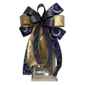 Christmas Bow Navy and Gold