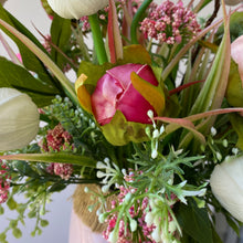 Load image into Gallery viewer, Tulip and Peony Arrangement Pink and White Easter Mason Jar
