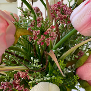 Tulip and Peony Arrangement Pink and White Easter Mason Jar