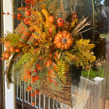 Load image into Gallery viewer, Fall Hanging Basket Front Door Decor
