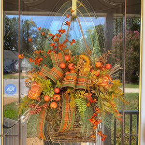 Fall Hanging Basket Front Door Decor