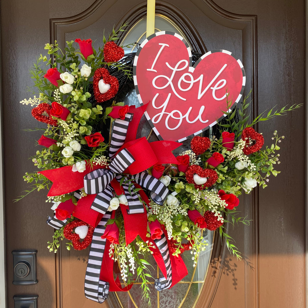 Valentines Day Wreath I Love You